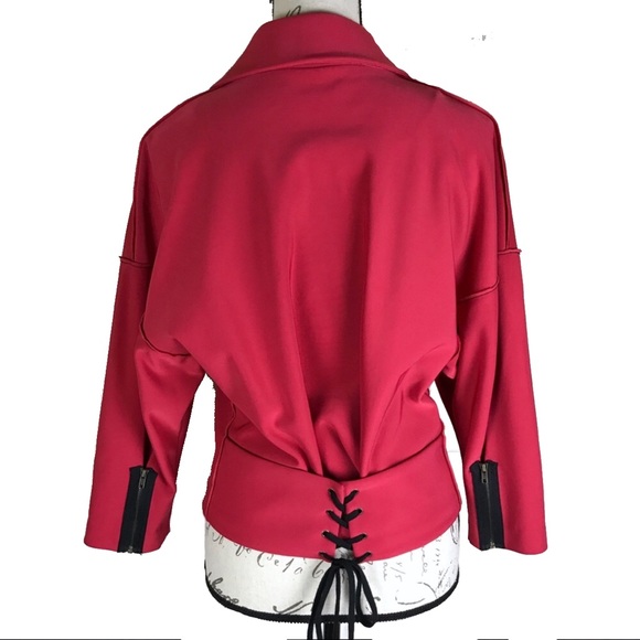 Tracy Reese Pink Jacket Lace Up Back Zip Sleeve M - Picture 2 of 8